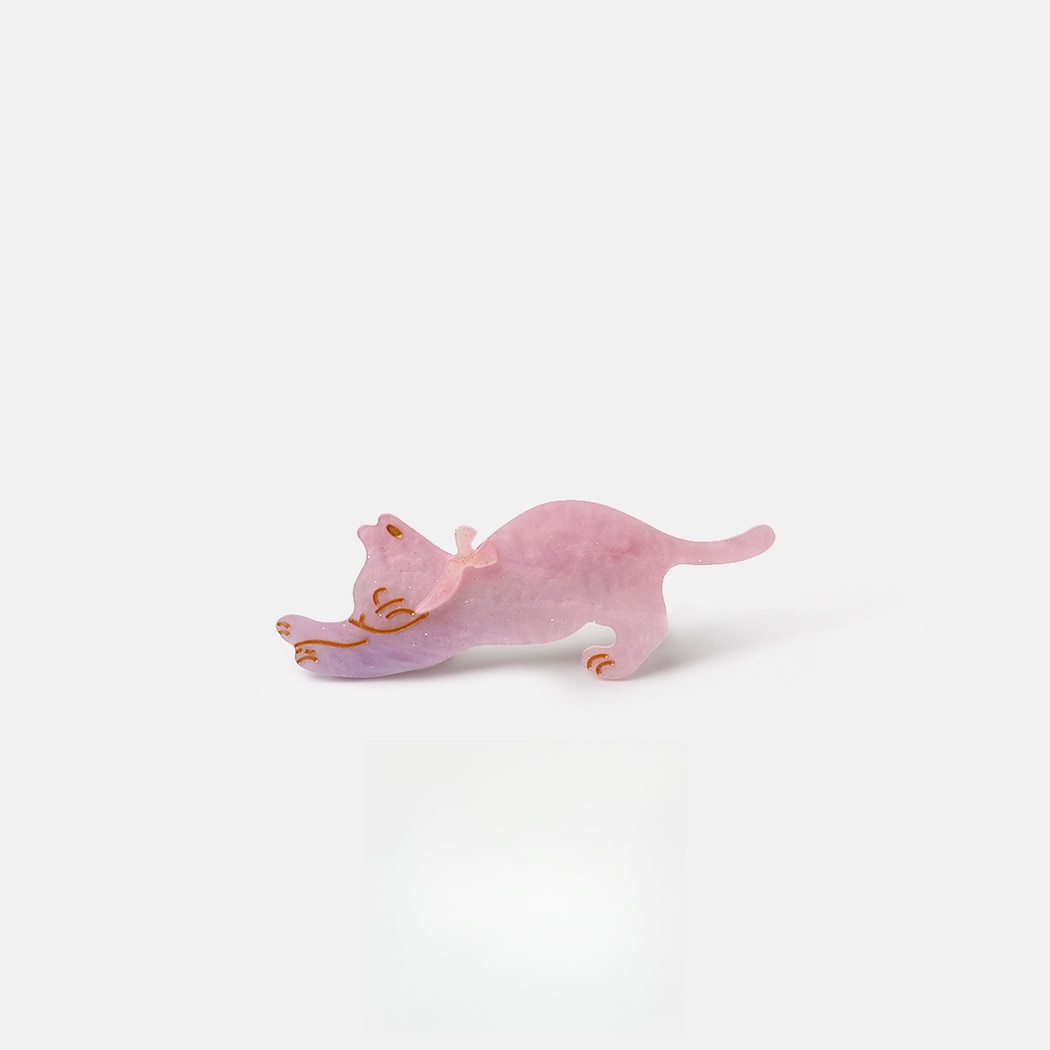 Beau - Playful Stretching Cat Acetate Side Hair Clip
