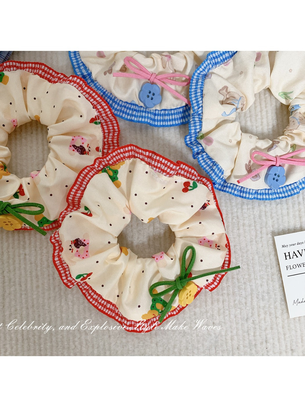 Gifty - Red Blue Button Hair Ring