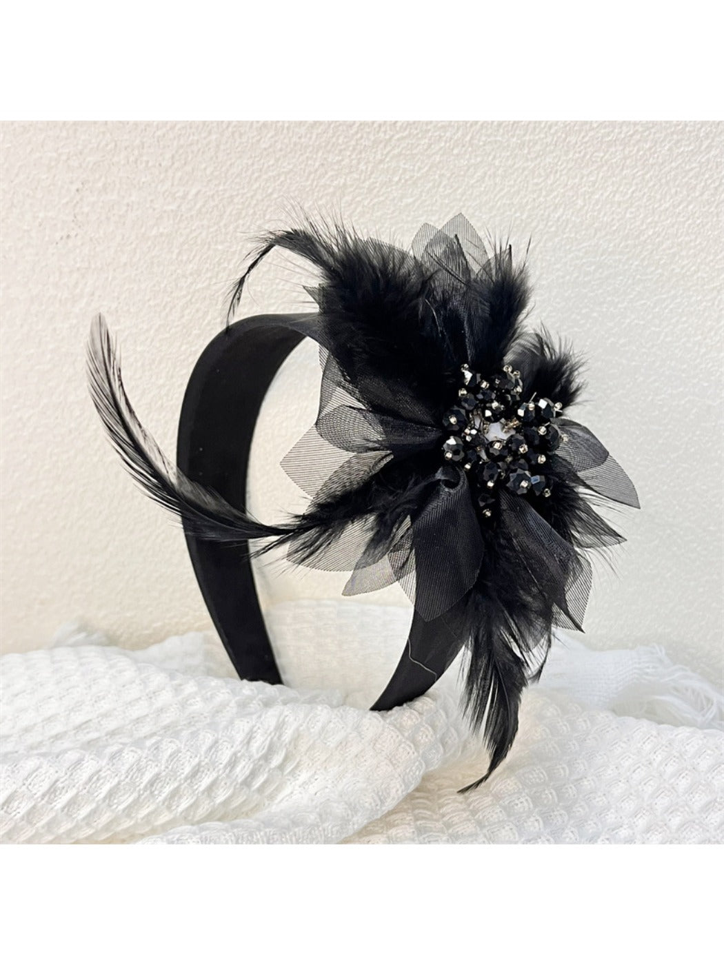 Gifty - Wide Band Feather Embellished Headband