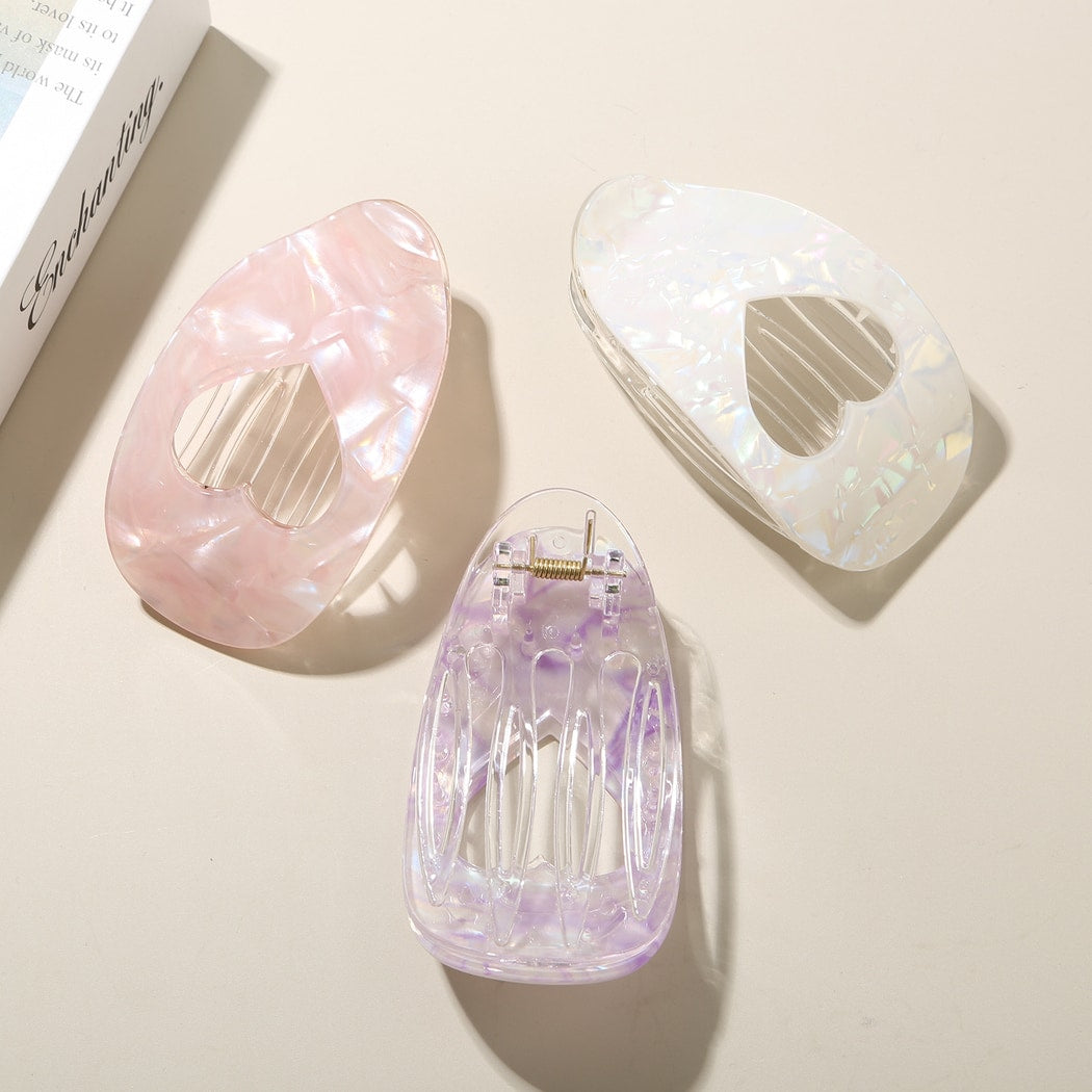 Beau - Acetate Heart Cutout Flat Profile Hair Clip