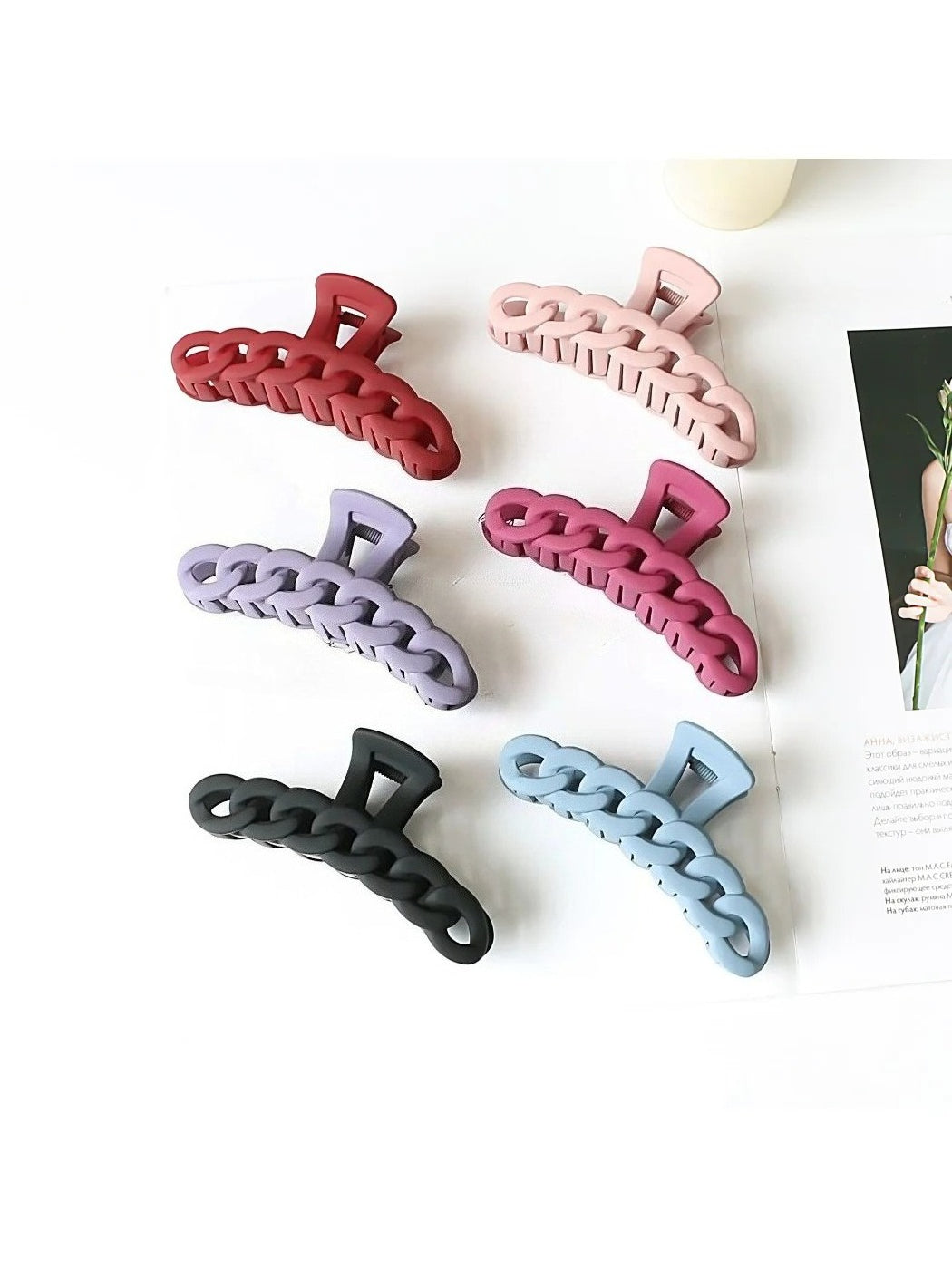 Beau - Solid Color Chain Link Hair Claw Clip