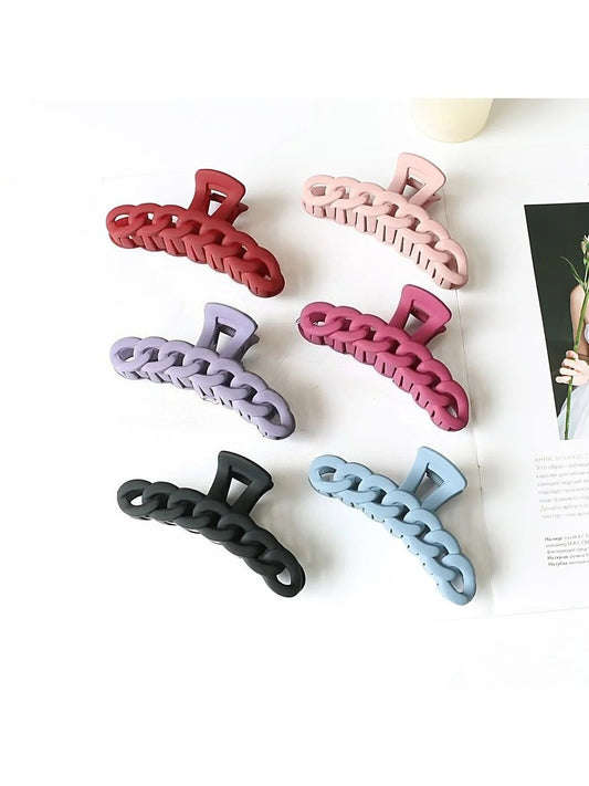 Beau - Solid Color Chain Link Hair Claw Clip