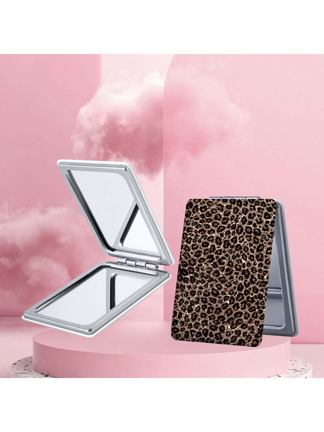 Mirroray - Leopard Pattern Rectangular Folding Makeup Mirror