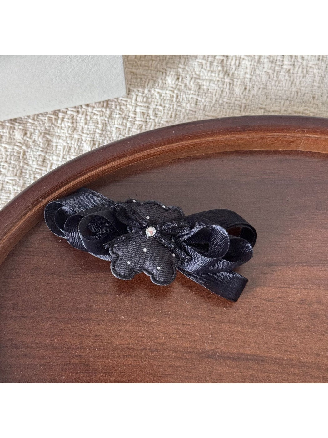 Beau - Layered Mesh Bow Bear Side Bangs Hair Clip