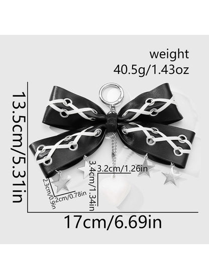 Keypus - Grommet Bow Faux Leather Bag Charm Keychain