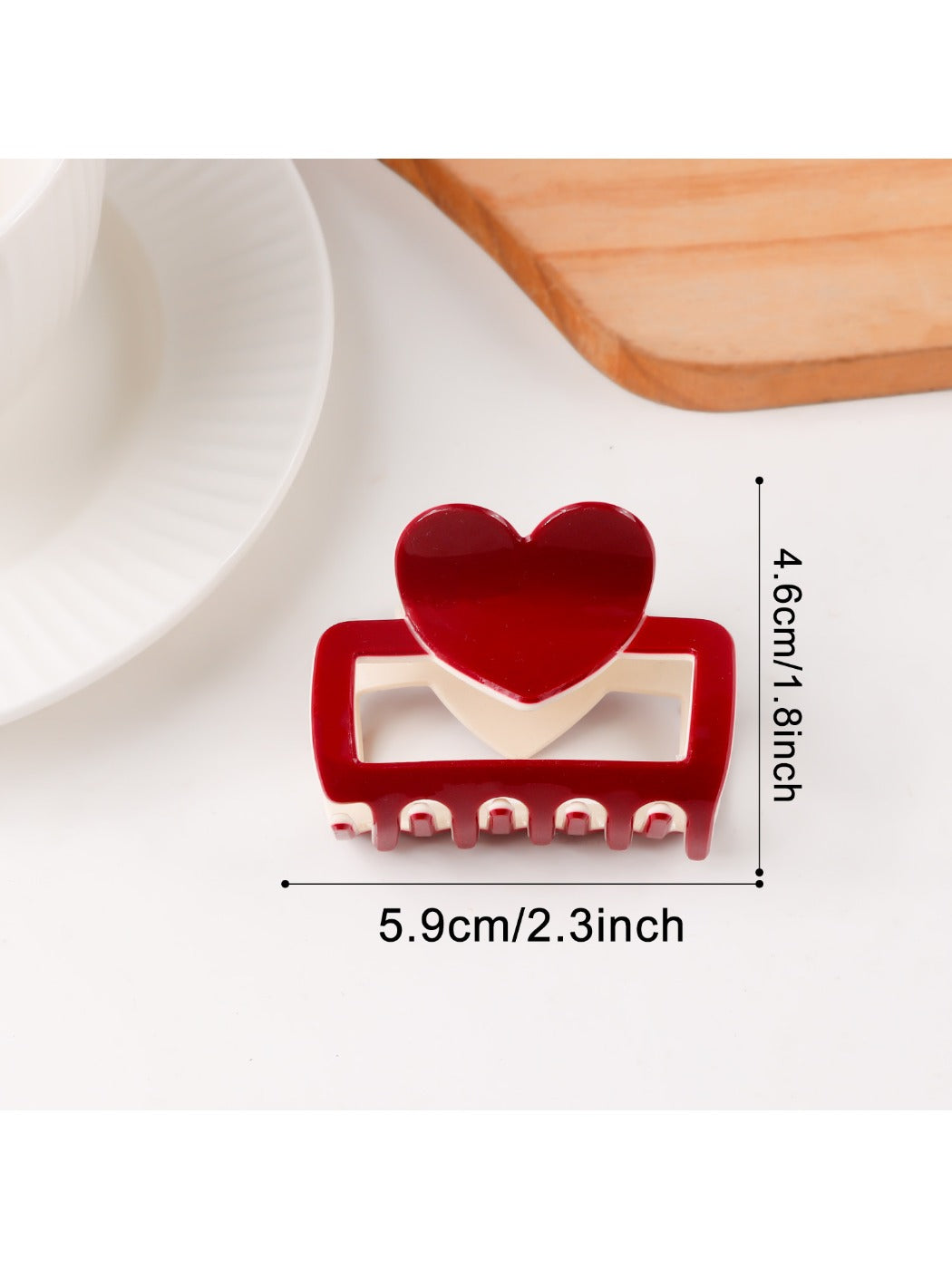 Beau - Color Blocking Heart Hair Claw Clip