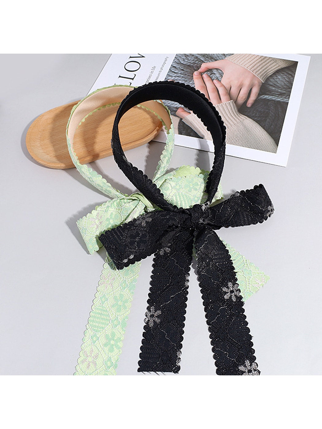 Gifty - Lace Ribbon Bow Fabric Headband Headband