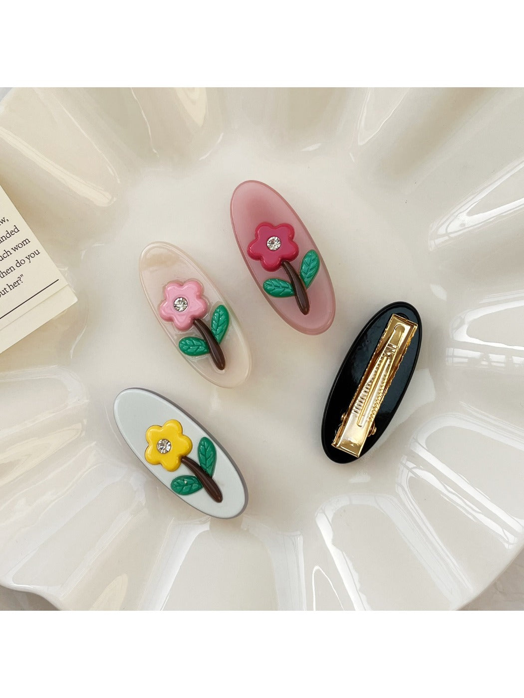 Beau - Sweet Flower Oval Hairpin