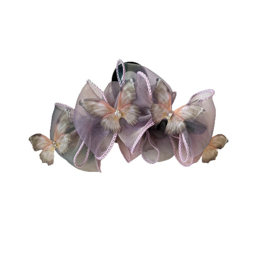 Beau - Purple Bow Organza Layered Claw Clip