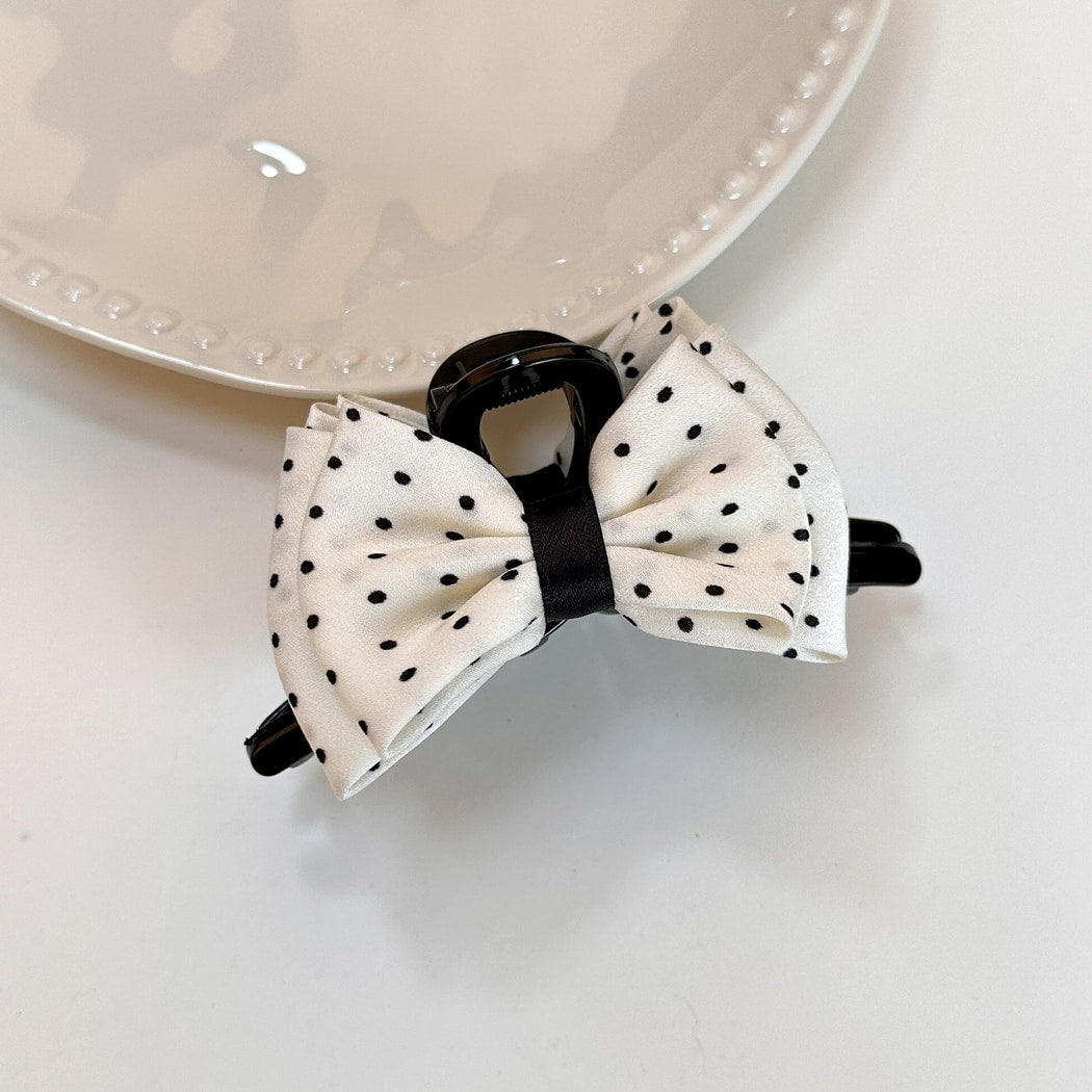Beau - Polka Dot Bow Plastic Claw Clip