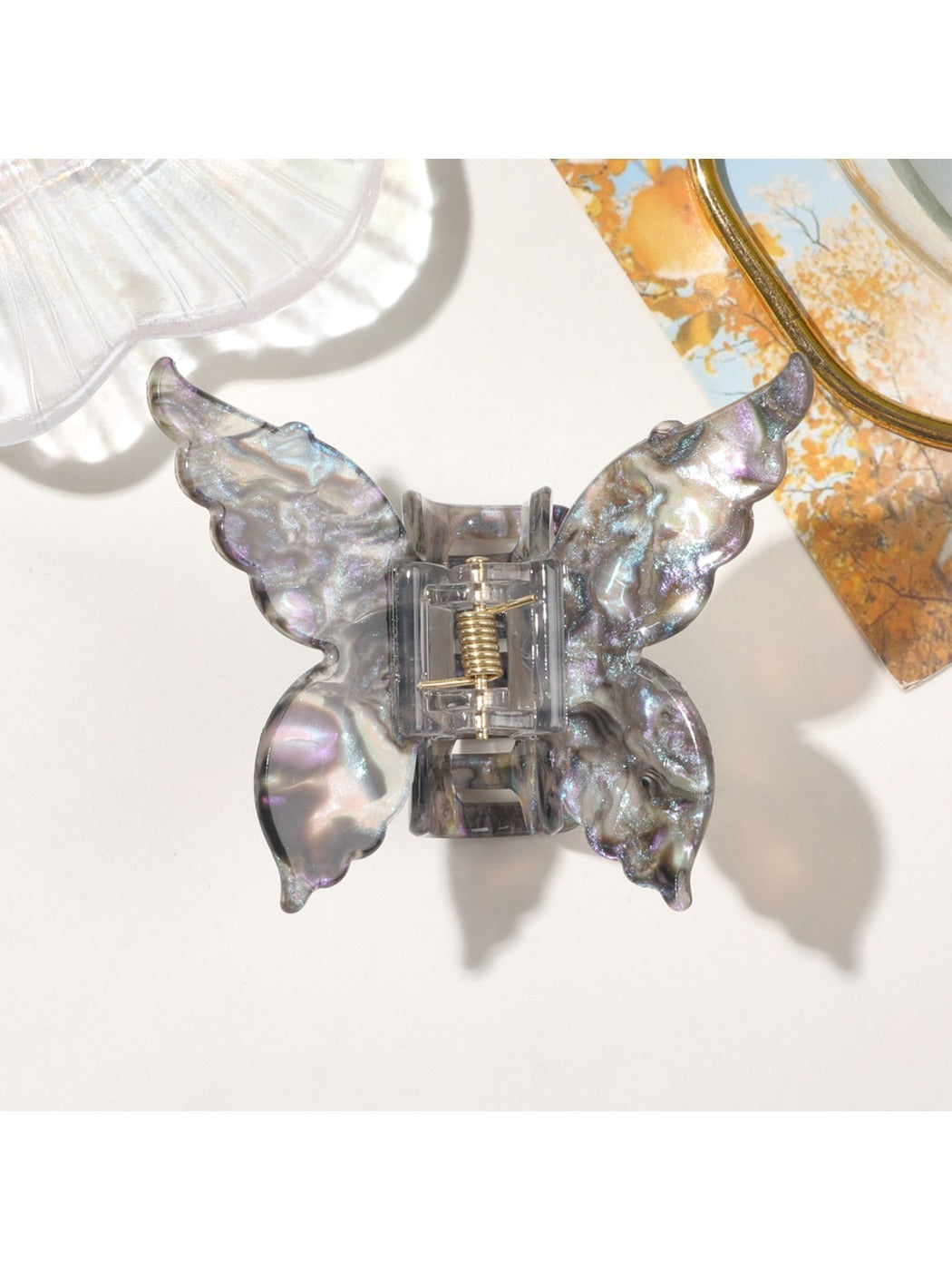 Beau - Iridescent Butterfly Shimmering  Hair Clips