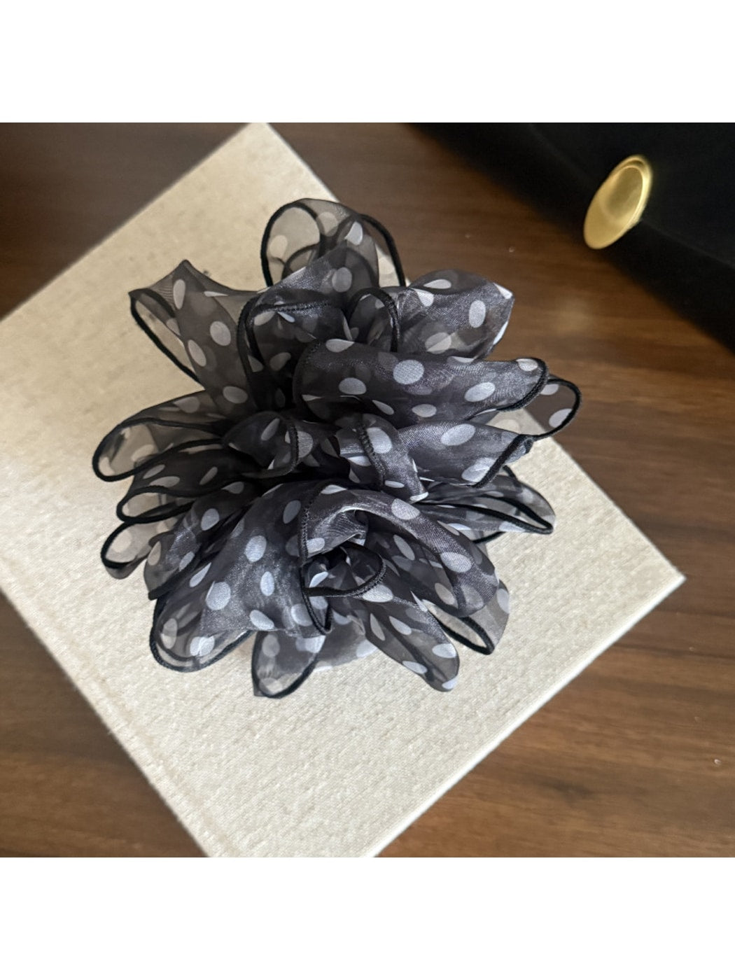 Gifty - Sheer Polka Dot Hemmed Scrunchie