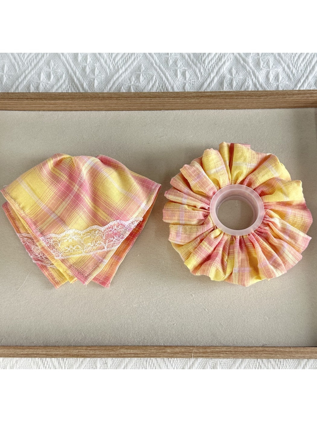 Gifty - Geometric Plaid Scarf Bow Style Scrunchie