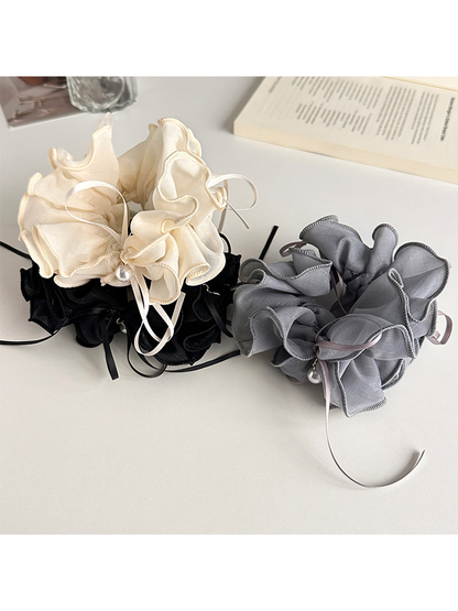 Gifty - Sweet Ruffled Bow Ribbon Ponytail Scrunchie