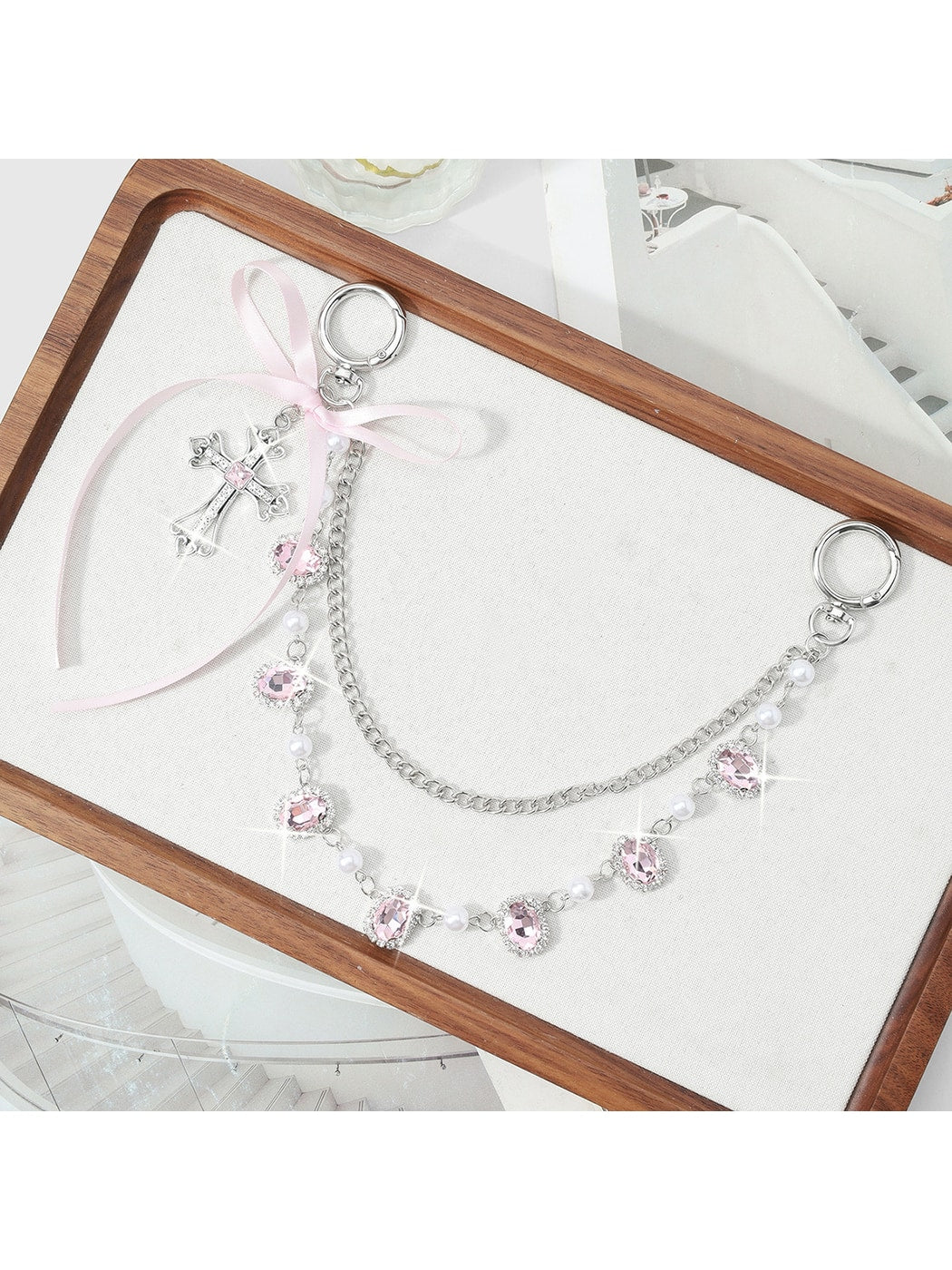 Keypus - Bow Cross Chain Decorative Alloy Bag Charm