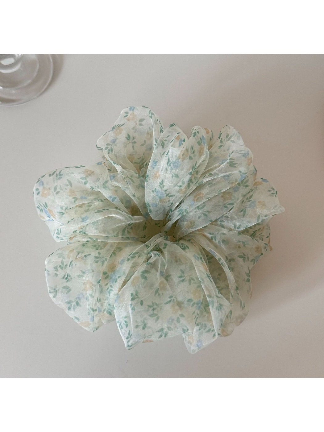 Gifty - Sheer Floral Print Voluminous Polyester Scrunchie