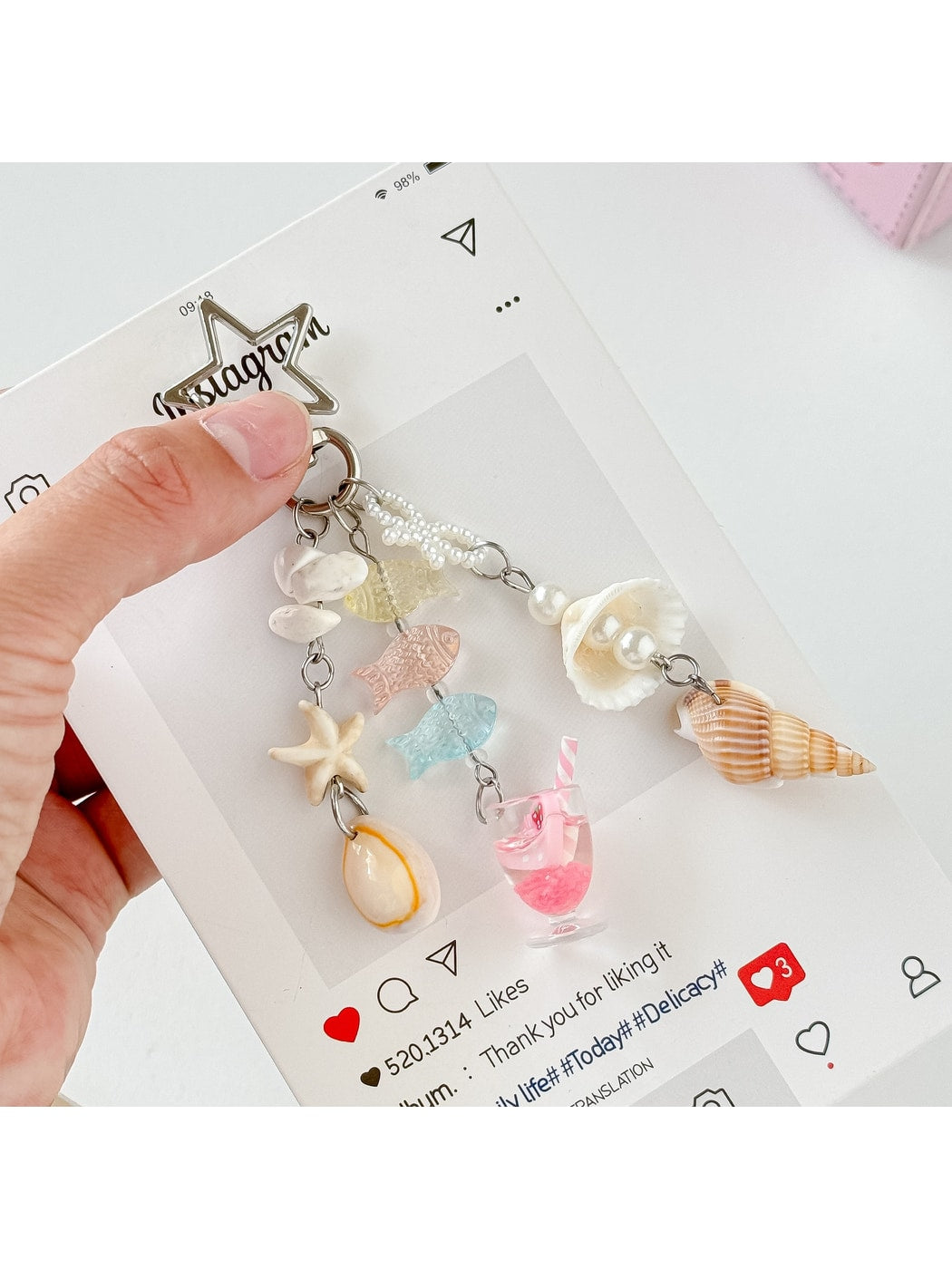 Keypus - Alloy Plastic Ocean Charm Bag Hanging Keychain