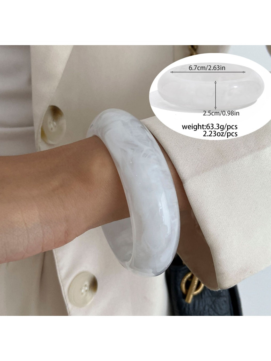 Lovra modern wide fit bracelet worn with other minimalist jewelry pieces