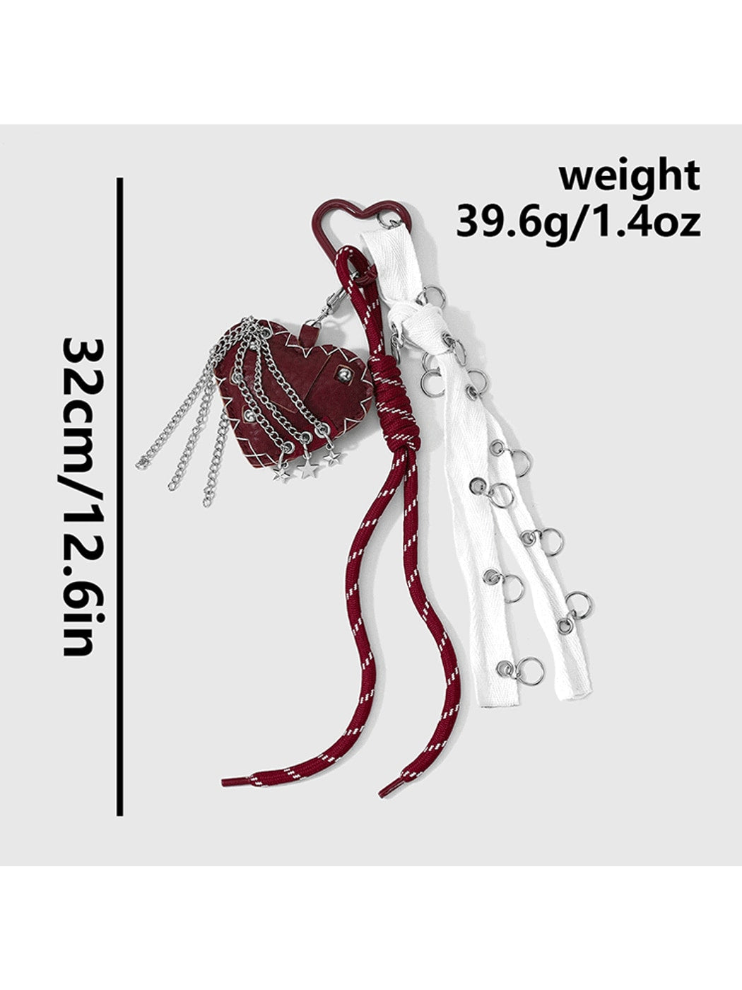 Keypus - Alloy PU Heart Pendant Detail Keychain