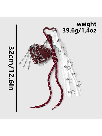 Keypus - Alloy PU Heart Pendant Detail Keychain