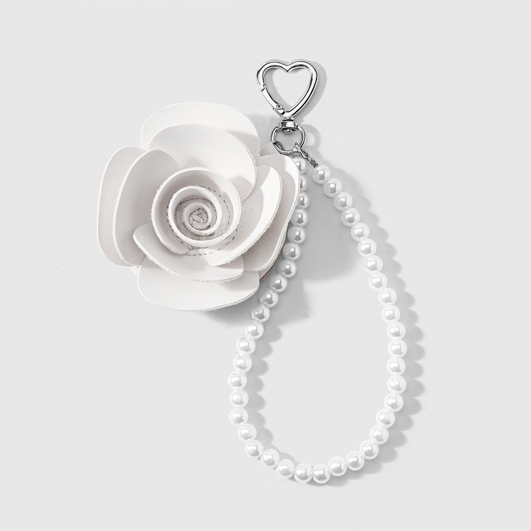 Keypus - Rose Design Heart Loop Beaded Keychain