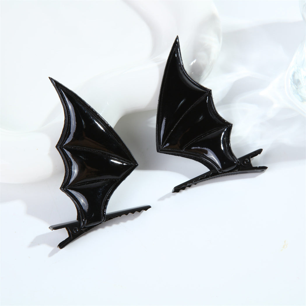 Black bat wing hair clip pair option