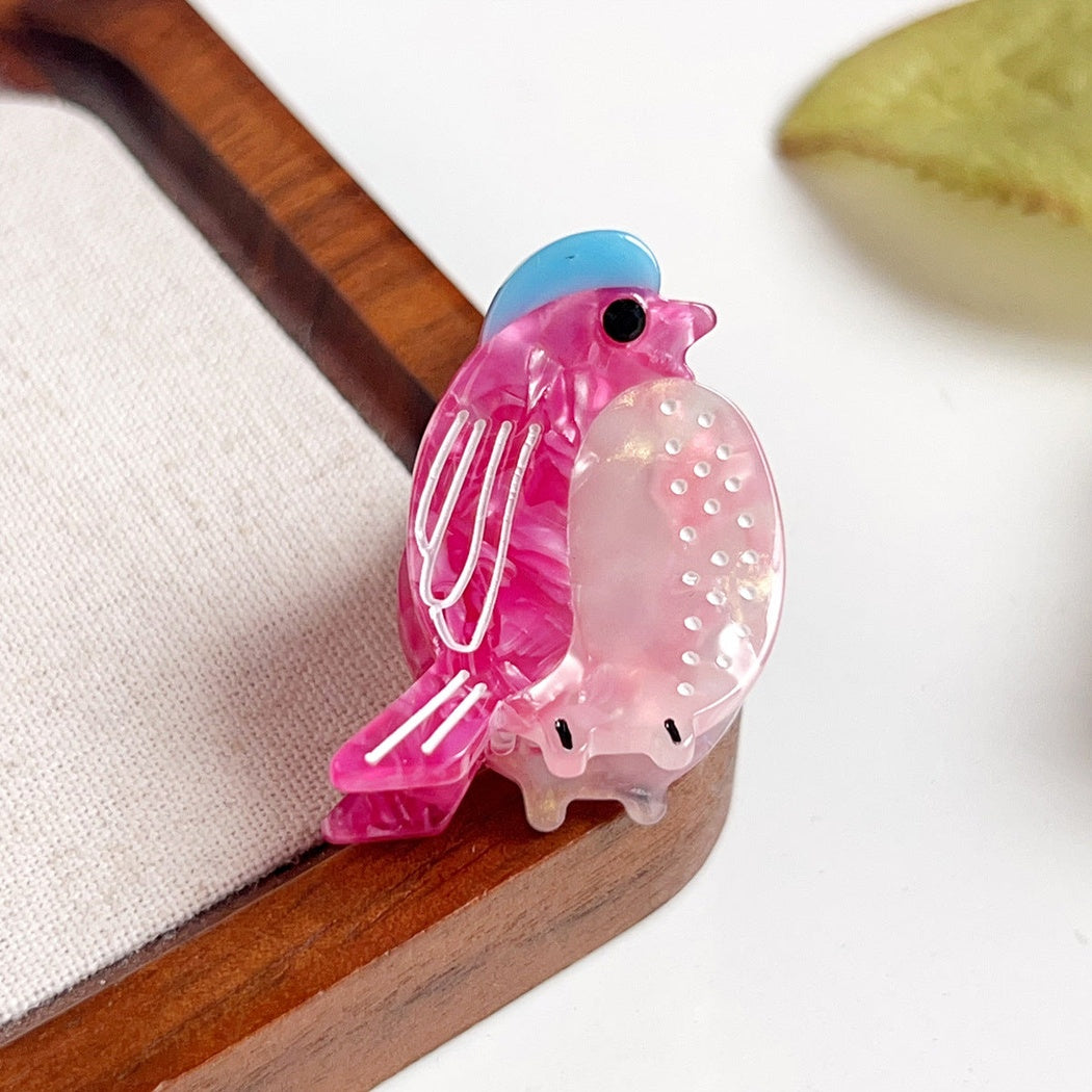 Pink standing bird hair claw clip