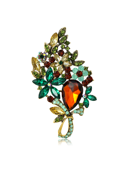 Brovia - Vintage Rhinestone Large Alloy Brooch
