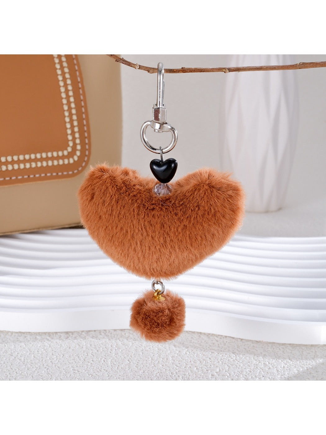 Keypus - Heart Fluffy Pom Pom Keychain