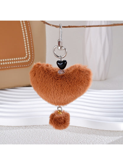 Keypus - Heart Fluffy Pom Pom Keychain