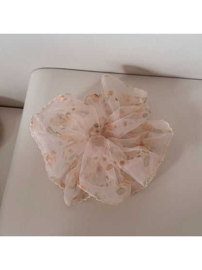 Gifty - Floral Organza Polyester Flower Scrunchie