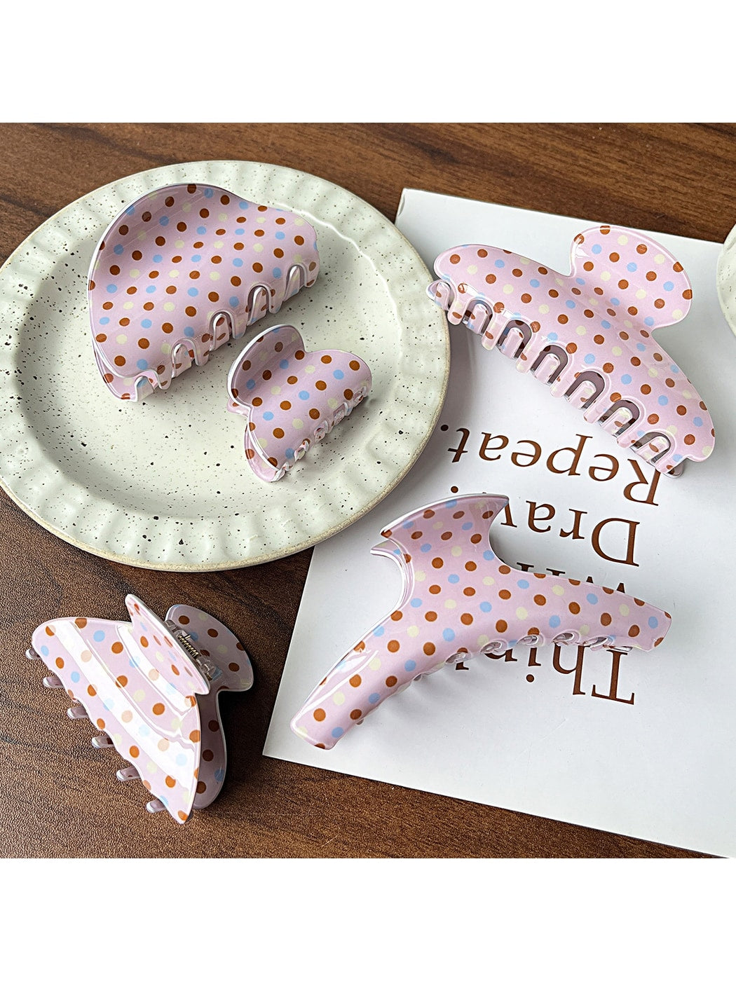 Beau - Modern Minimalist Polka Dot Hair Claw Clip