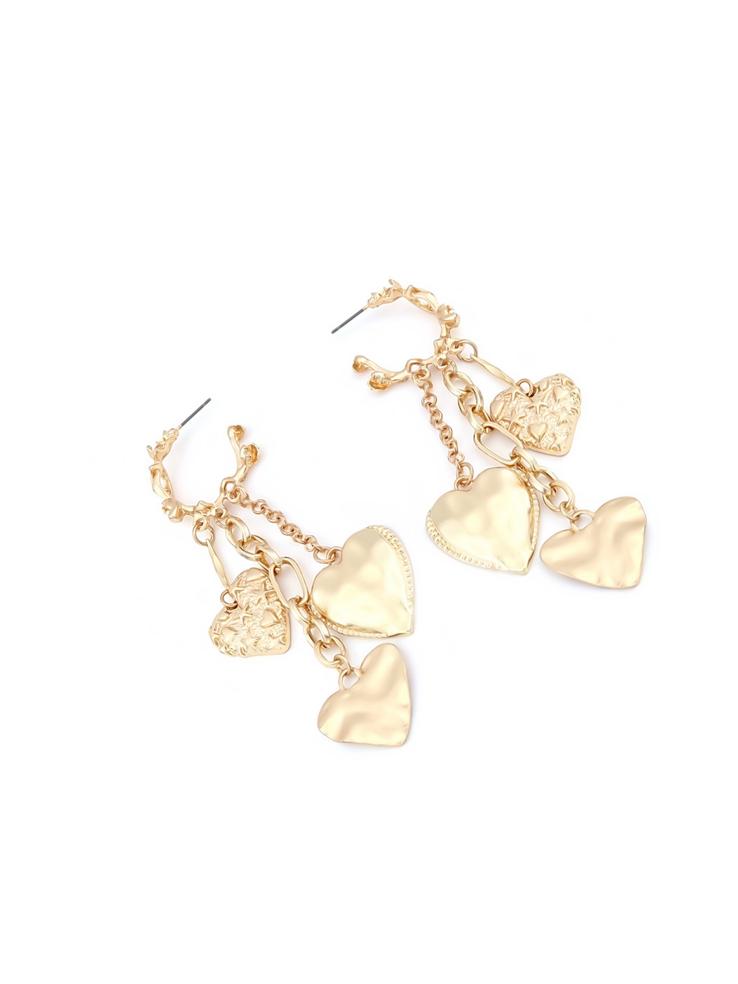 Earedge - Heart Motif Tassel Drop Alloy Earrings