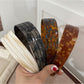Gifty vintage textured wide headband in beige fabric with subtle pattern