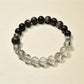 Top view of Lovra crystal beaded bracelet emphasizing the color block pattern