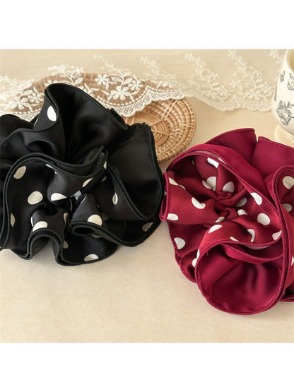 Gifty - Polka Dot Satin Gathered Scrunchie