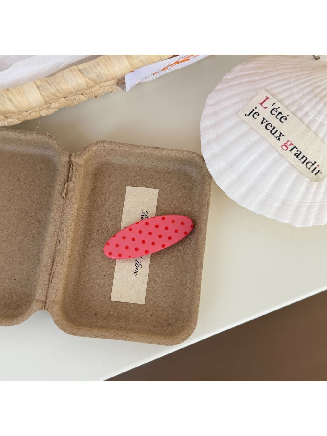Beau - Oval Polka Dot Acetate Fiber Hair Clip