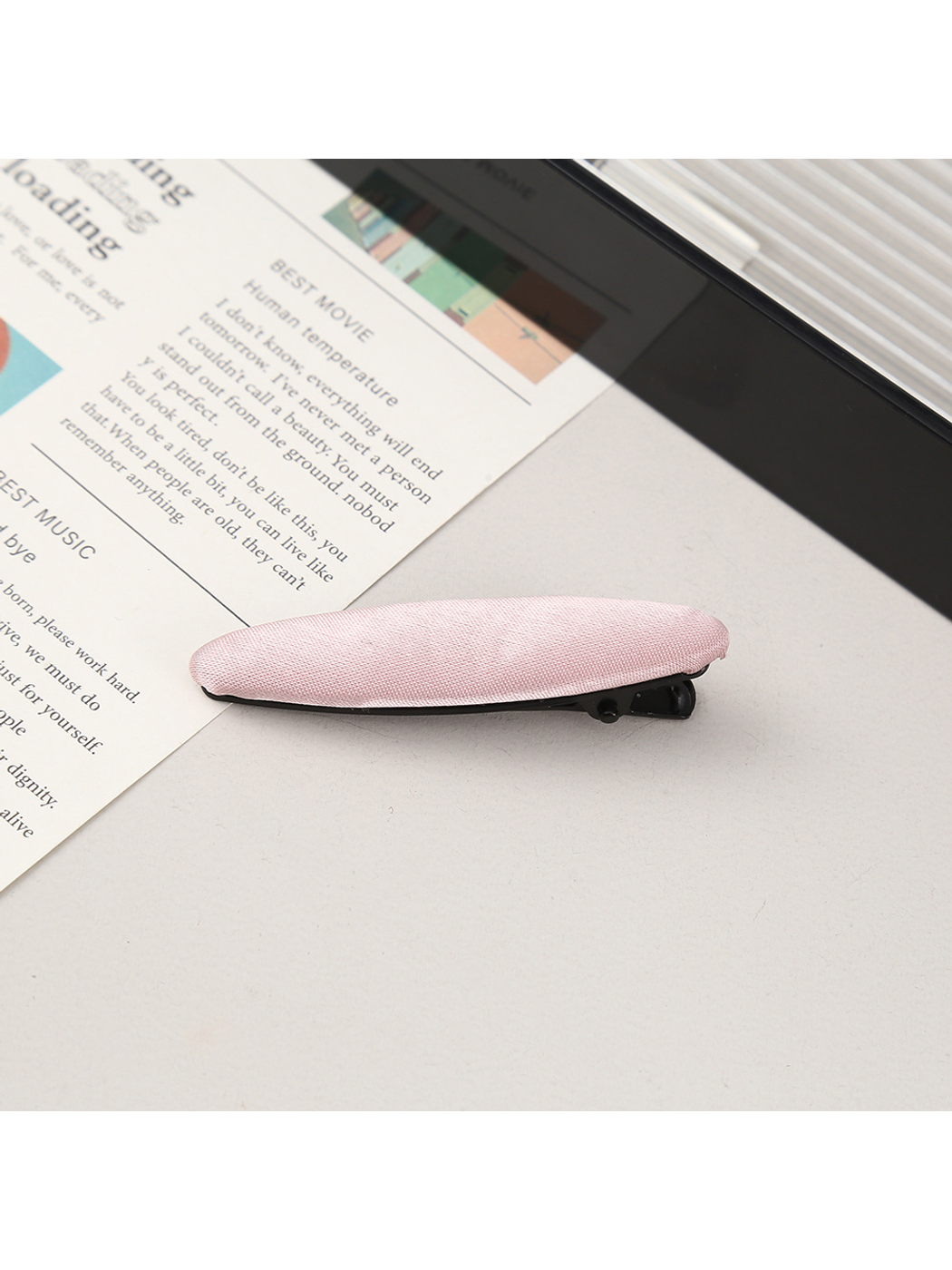 Beau - Solid Color Polyester Oval Hair Clip