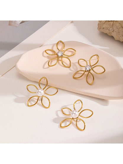 Earedge - Chic Openwork Flower Earrings