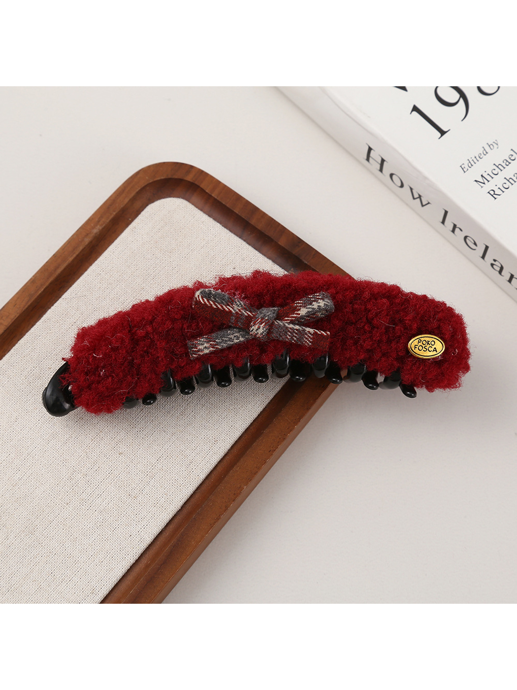 Beau - Solid Color Bow Accent Banana Clip