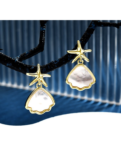 Earedge - Star Drop Fan Shape Stud Earrings
