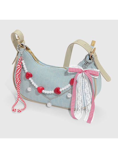Keypus - Lace Bow Beaded Retro Style Bag Charm Keychain