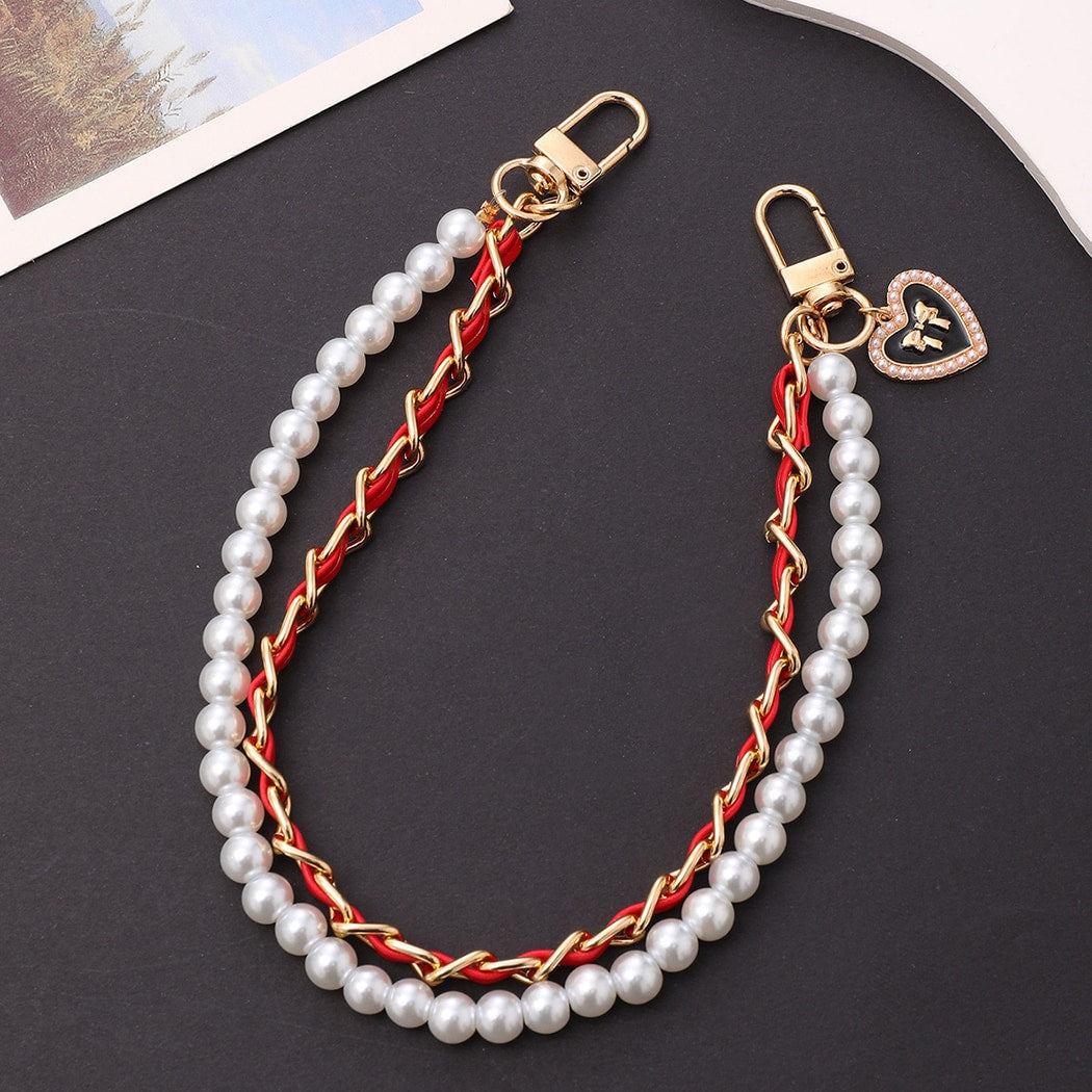 Keypus - Double Chain Style Heart Pendant Bag Charm