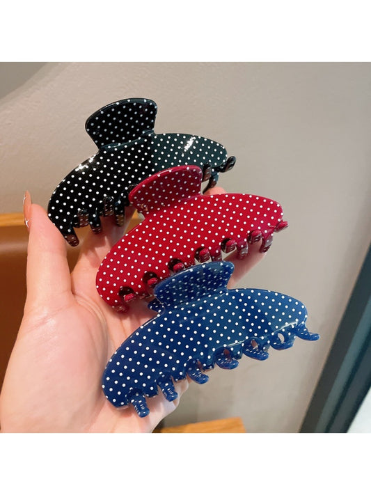 Beau - Polka Dot Acetate Semi-Circle Claw Clip