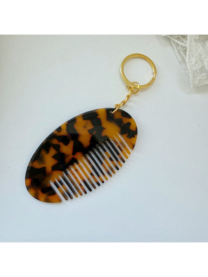 Keypus - Oval Leopard Print Comb Keychain