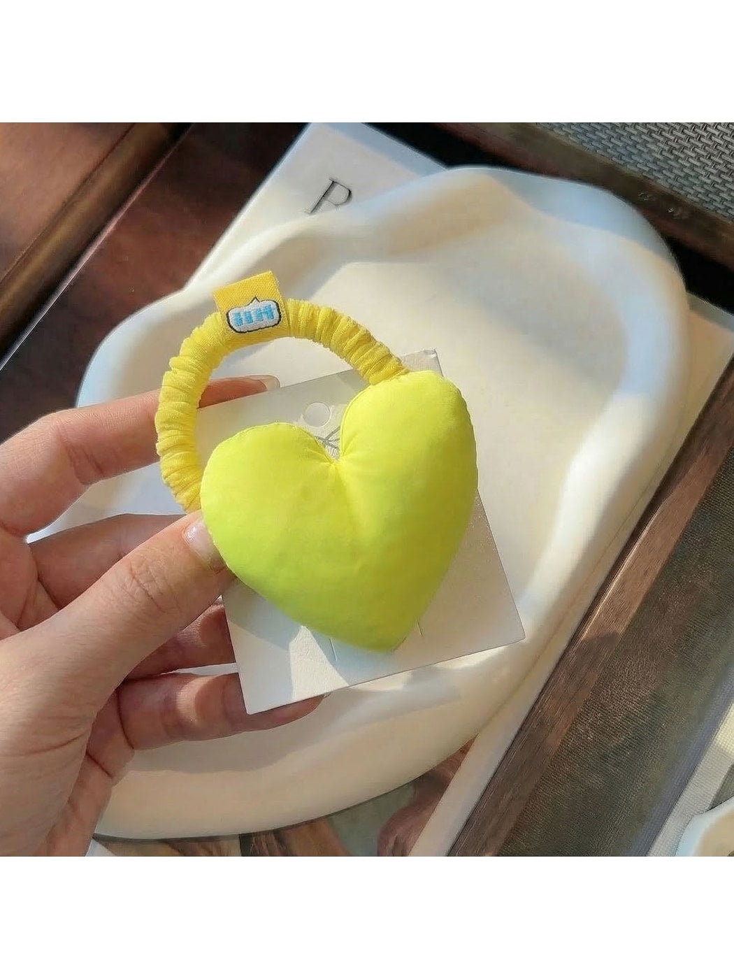 Gifty - Padded Heart Polyester Fabric Hair Tie