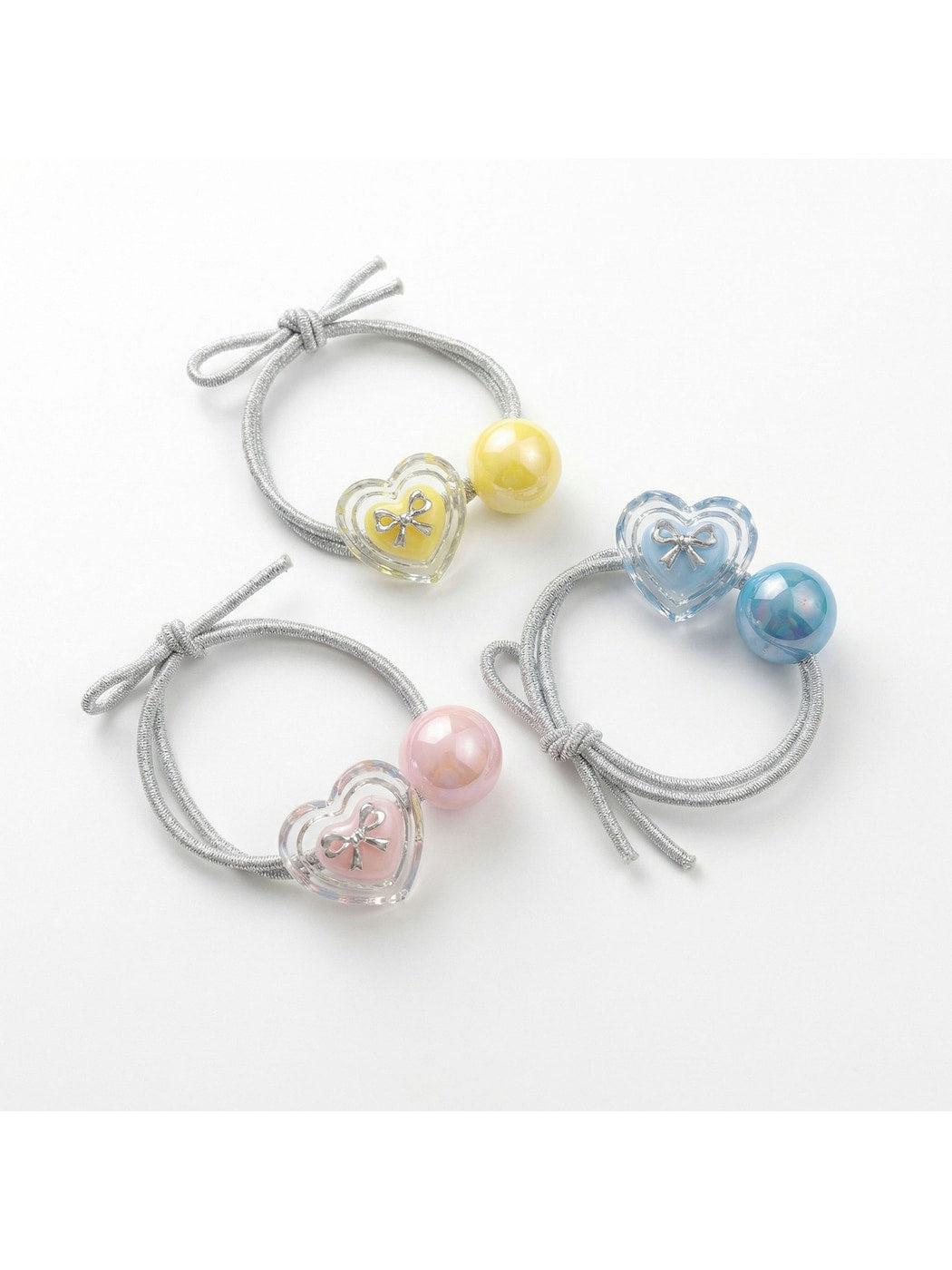 Gifty - Heart Bow Beaded Elastic Hair Tie