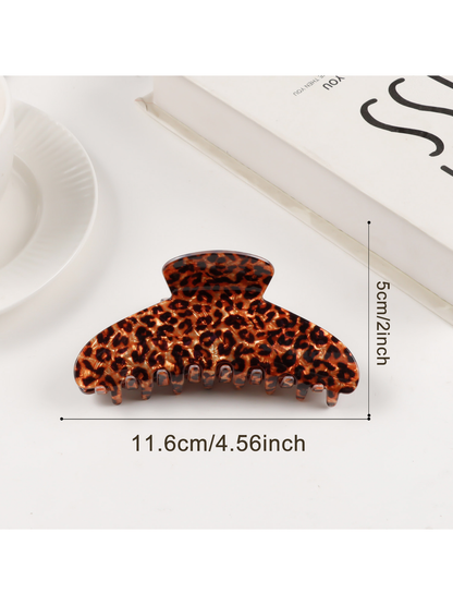 Beau - Vintage Leopard Print Curved Claw Clip