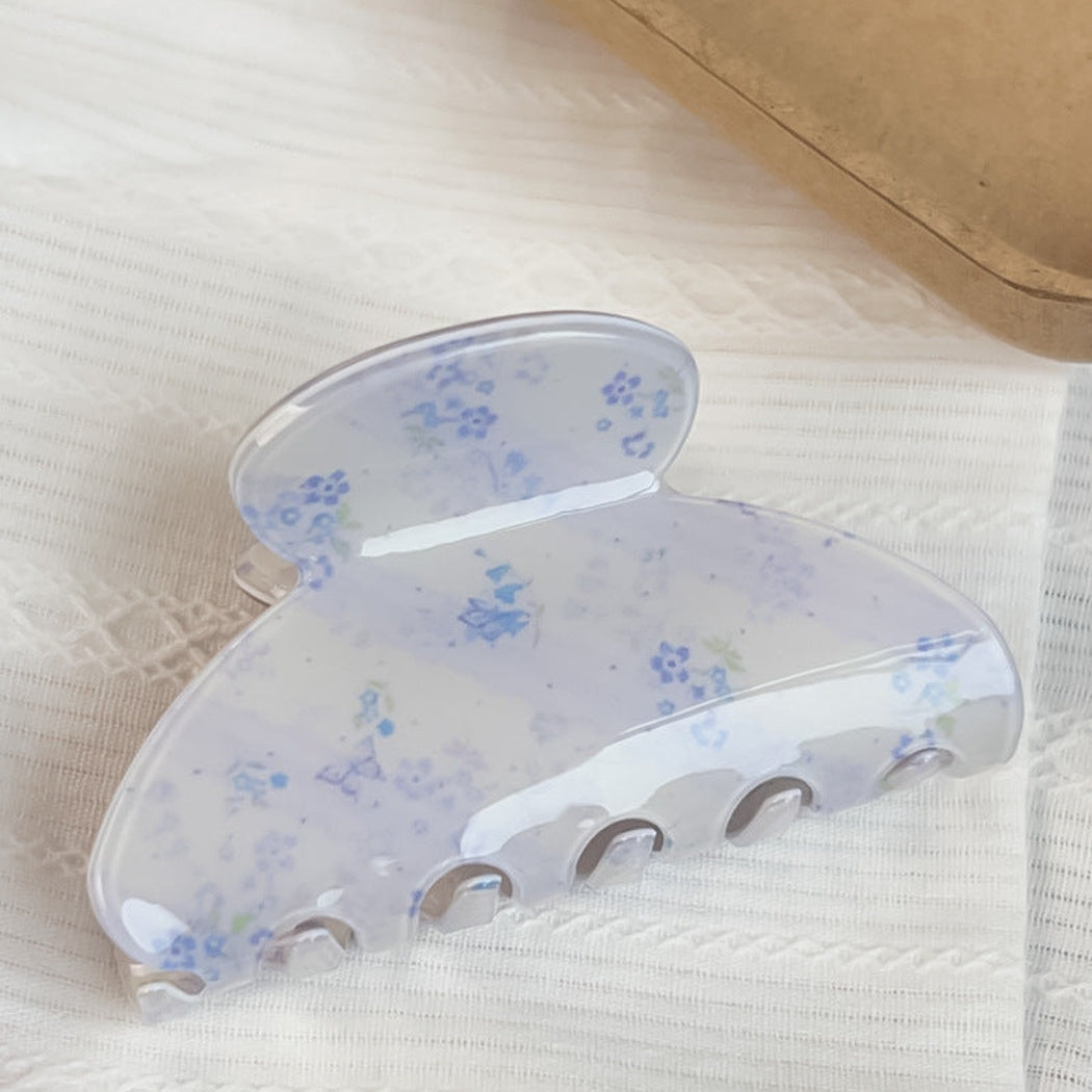 Light blue floral hair claw clip