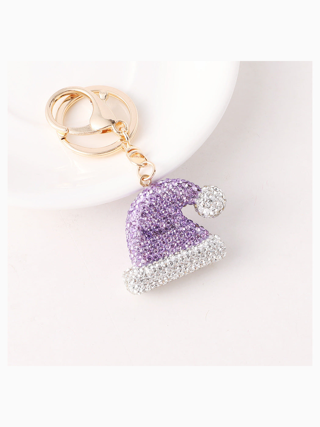 Purple Christmas Santa hat keychain
